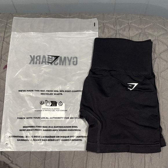 Gymshark Black High-Waist Ribbed Workout Shorts - Picture 3 of 3